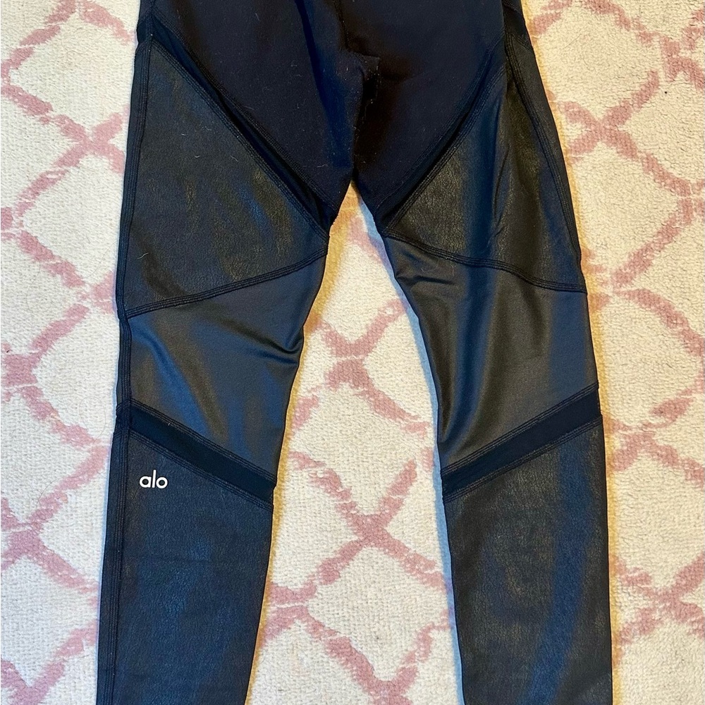 ALO Yoga Black Mesh High-Waist Leggings